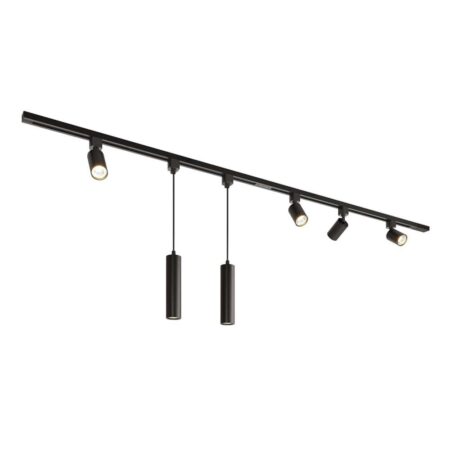 Taros Railverlichting Pakket - Recht - 2x 1 m rail - 4 railspots - 2 hanglamp - Incl. 2700K GU10 - IP20 - Modulair - 230V | HOFTRONIC