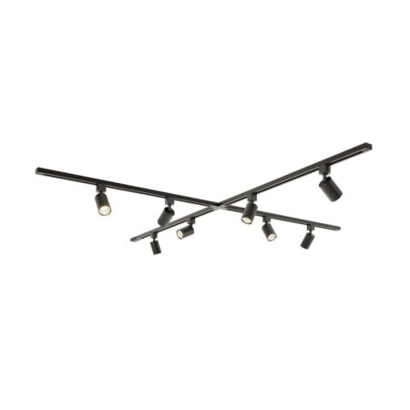Taros Railverlichting Pakket - X-vorm - 4x 1m rail - 8 railspots - Excl. Lichtbron - IP20 - Modulair - 230V | HOFTRONIC