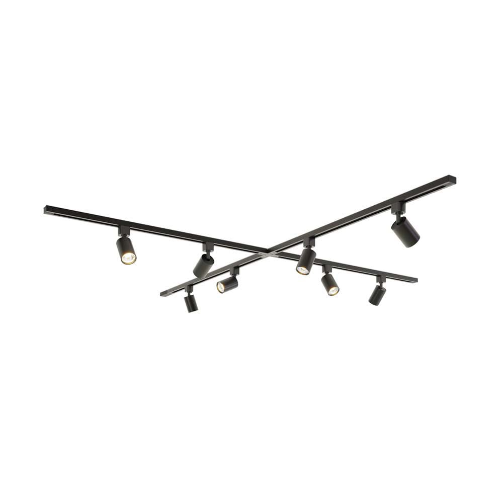 Taros Railverlichting Pakket - X-vorm - 4x 1m rail - 8 railspots - Incl. 2700K GU10 - IP20 - Modulair - 230V | HOFTRONIC