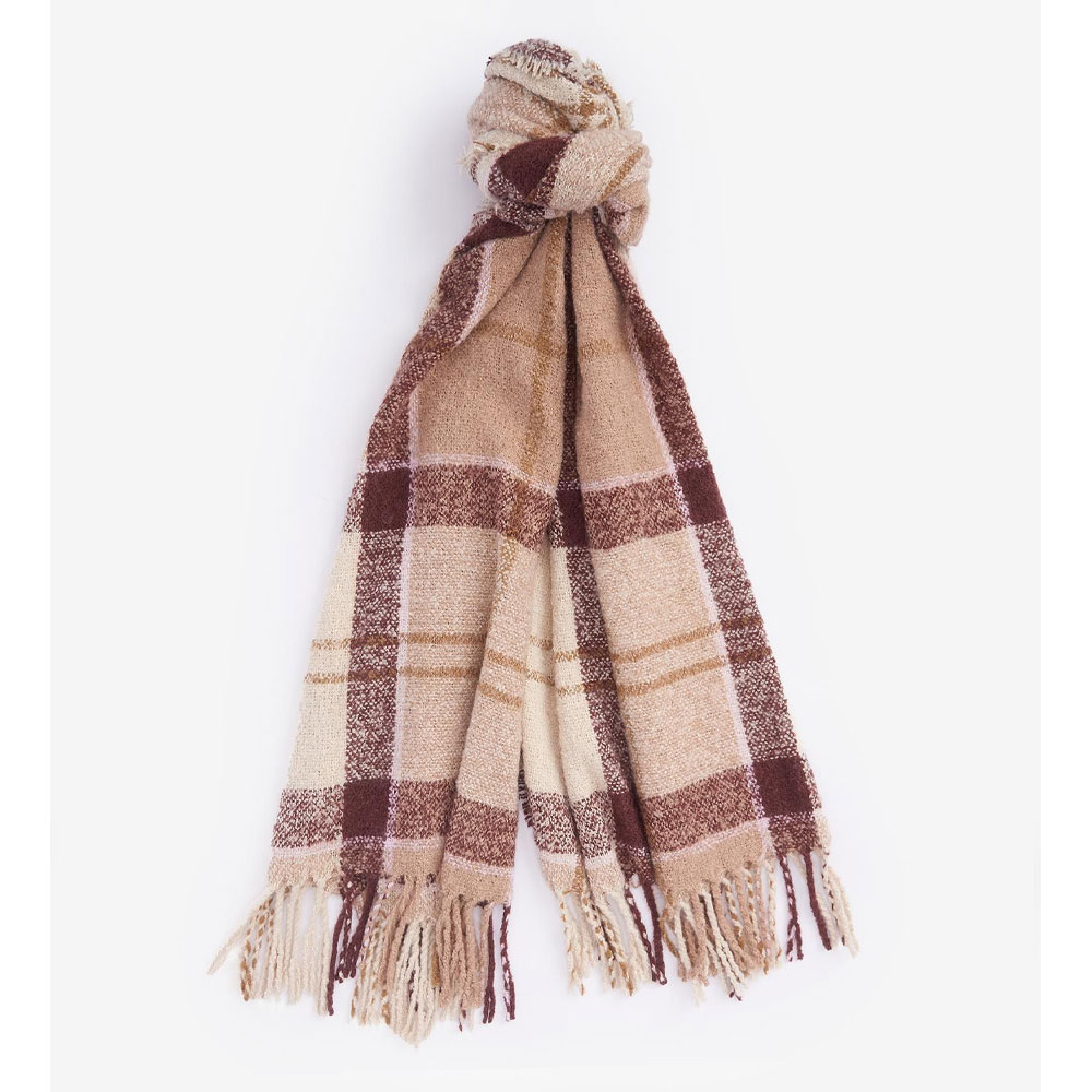 Tartan Scarf Boucle Muted Cabernet | Barbour