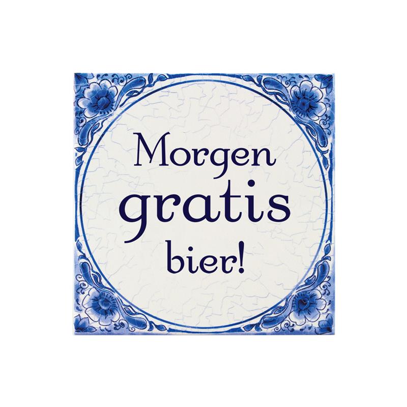 Tegel delfts blauw - Morgen gratis bier | Paperdreams