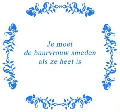 Tekst tegel De buurvrouw .. / Delfts Blauw | Artbizniz