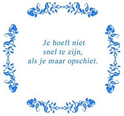 Tekst tegel Je hoeft niet snel ... / Delfts Blauw | Artbizniz