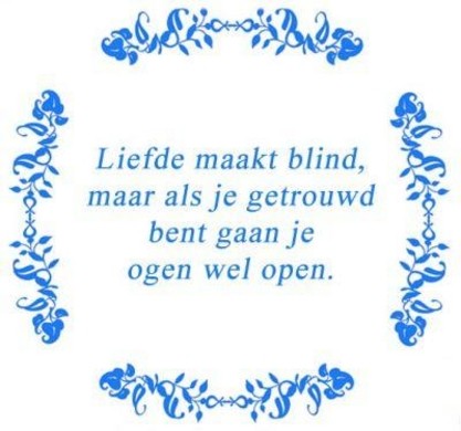Tekst tegel Liefde maakt blind ... / Delfts Blauw | Artbizniz