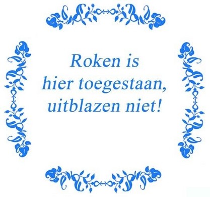 Tekst tegel Roken is hier toegestaan ... / Delfts Blauw | Artbizniz