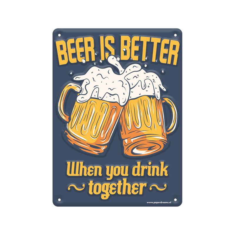 Tekstbord metaal - Beer is better | Paperdreams