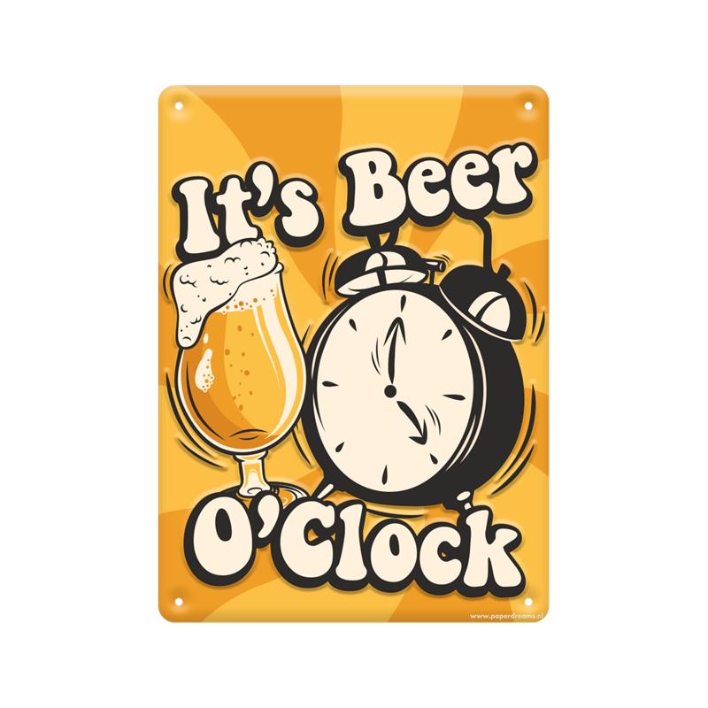 Tekstbord metaal - Beer o'clock | Paperdreams