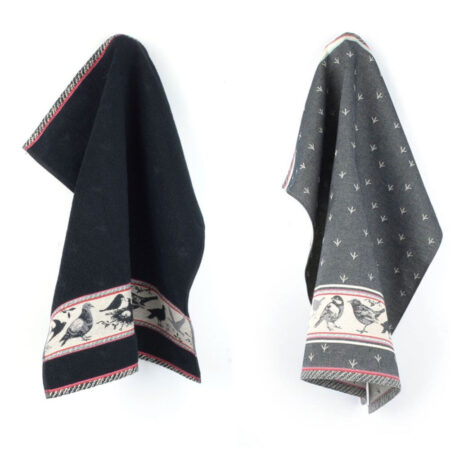 Thee- en keukendoek Birds Black | Bunzlau Castle