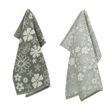 Thee- en keukendoek Flowerbed Green | Bunzlau Castle