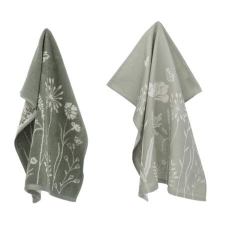 Thee- en keukendoek Wild Flowers Green | Bunzlau Castle
