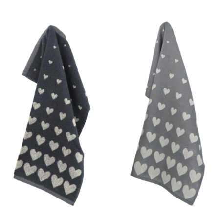 Thee- en keukendoek hearts Anthracite | Bunzlau Castle