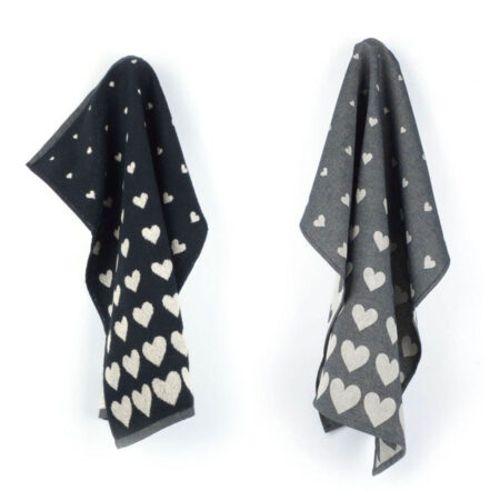Thee- en keukendoek hearts black | Bunzlau Castle