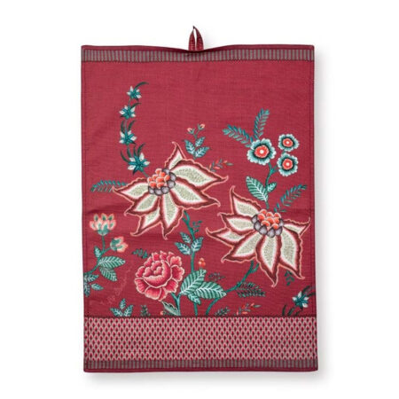 Theedoek Flower Festival Dark Pink | PiP Studio