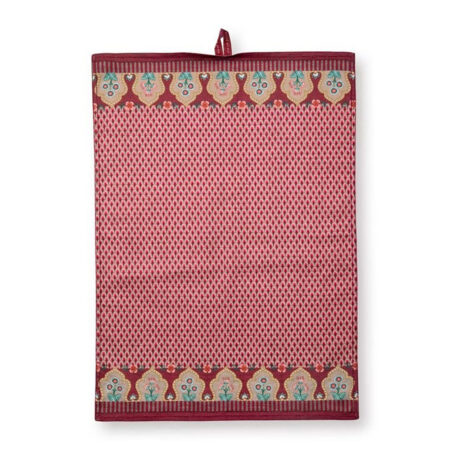 Theedoek Flower Festival Scallop Dark Pink | PiP Studio