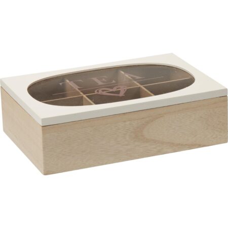Theedoos 24x16cm hout/glas | Home & Styling