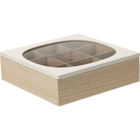 Theedoos hout/glas 24x24cm | Home & Styling