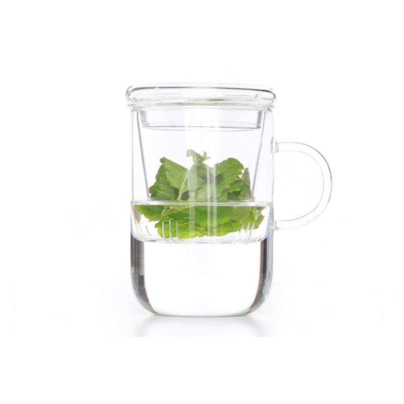 Theeglas met filter Ø 8cm h=12cm | Merkloos