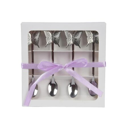Theelepelset Vlinder 4-delig rvs | Decoris