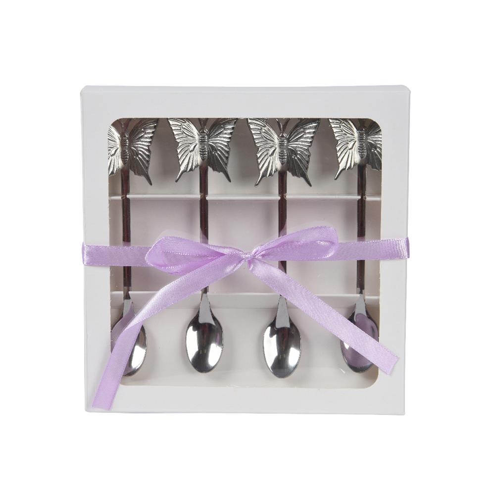 Theelepelset Vlinder 4-delig rvs | Decoris