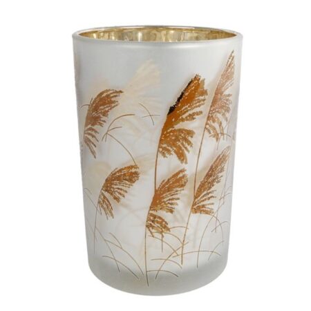 Theelicht Straw L grijs glas |