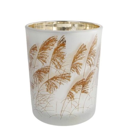 Theelicht Straw M grijs glas |