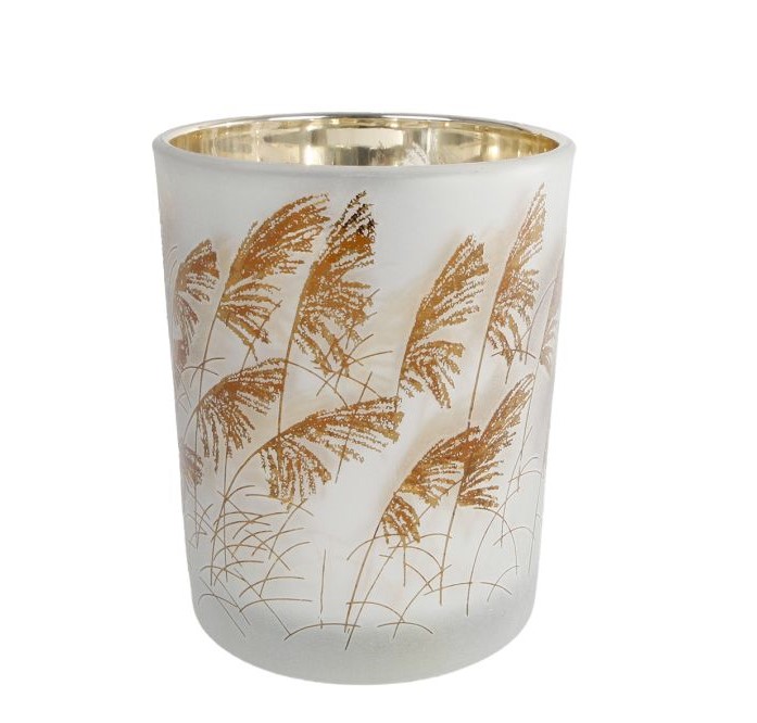 Theelicht Straw M grijs glas |
