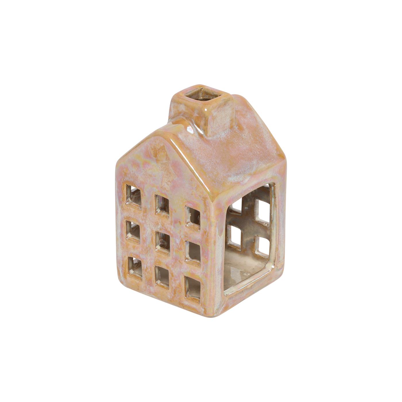 Theelicht huis S geel 6x6x10cm | Countryfield