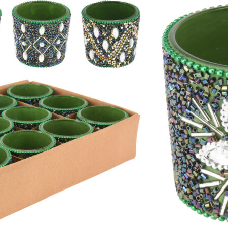 Theelichthouder 6cm m.kralen multicolor | Home & Styling