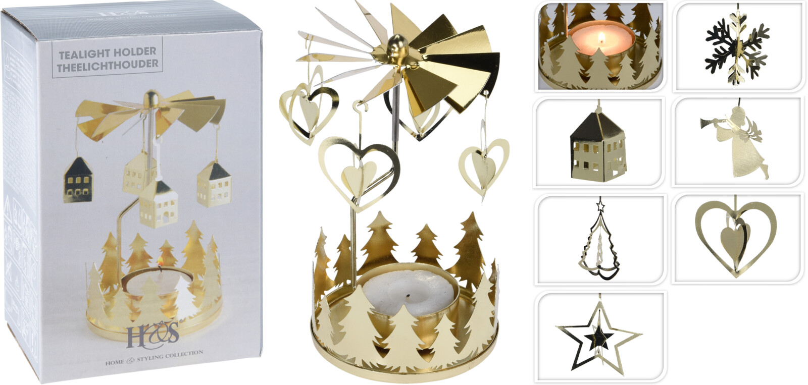 Theelichthouder carrousel goud | Home & Styling
