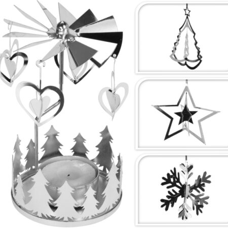 Theelichthouder carrousel zilver | Home & Styling