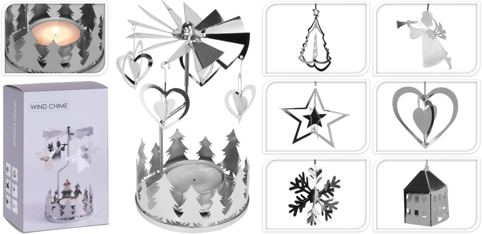 Theelichthouder carrousel zilver | Home & Styling