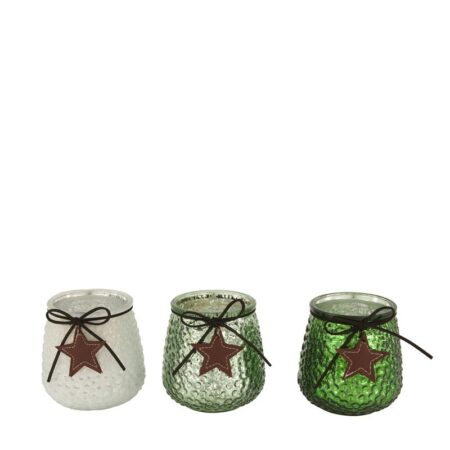 Theelichthouder glas Ø9.5x10cm groen | Dijk Natural Collections