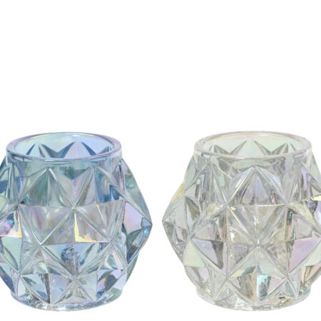 Theelichthouder glas iriserend | Decoris