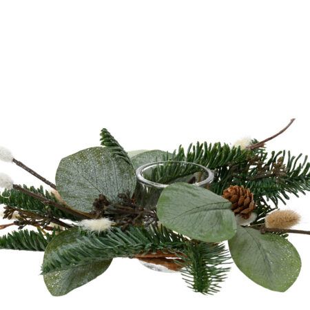 Theelichthouder met kerstgroen | Decoris