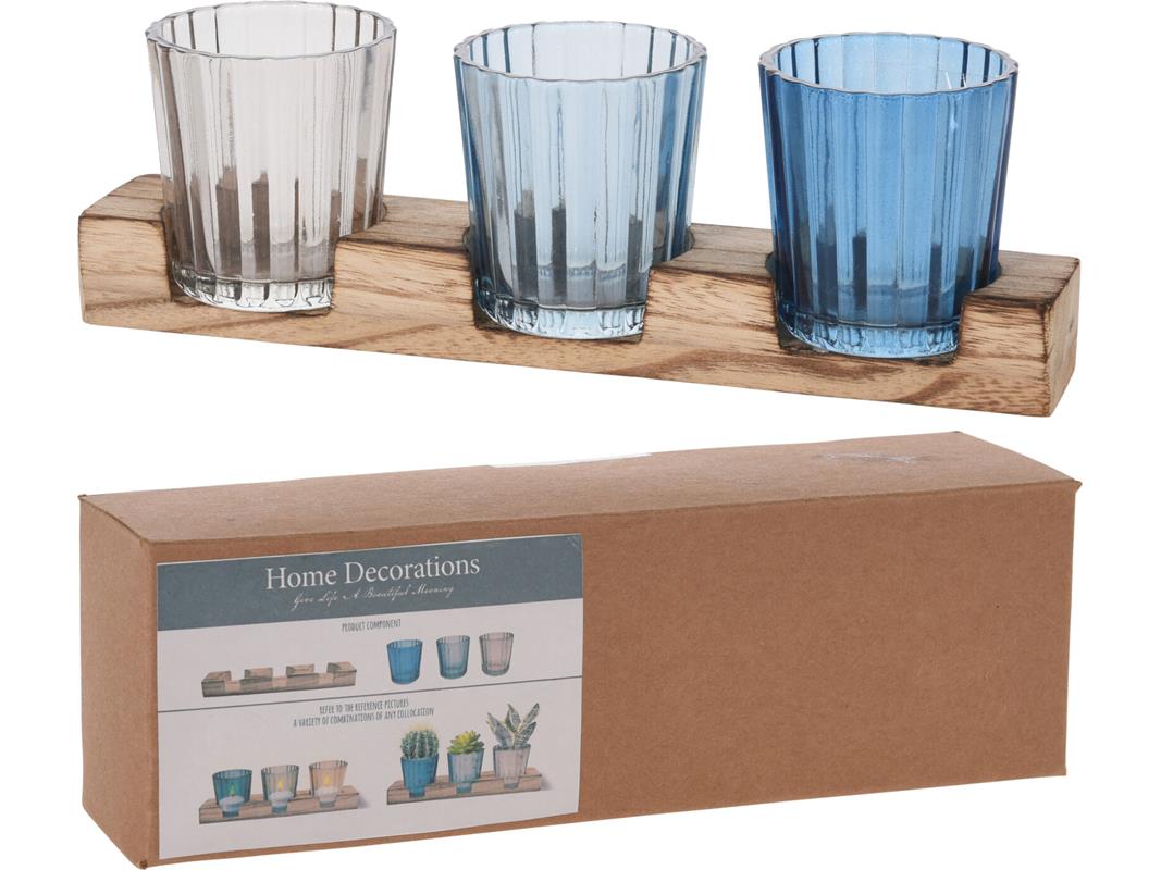 Theelichthouderset op houten plank | Home & Styling