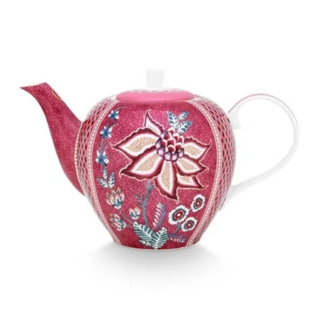 Theepot L Flower Festival Dark Pink 1.6 ltr | PiP Studio