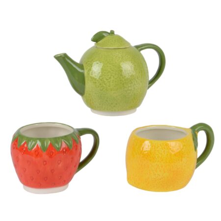 Theeset fruit dolomiet H24cm 3-delig | Decoris