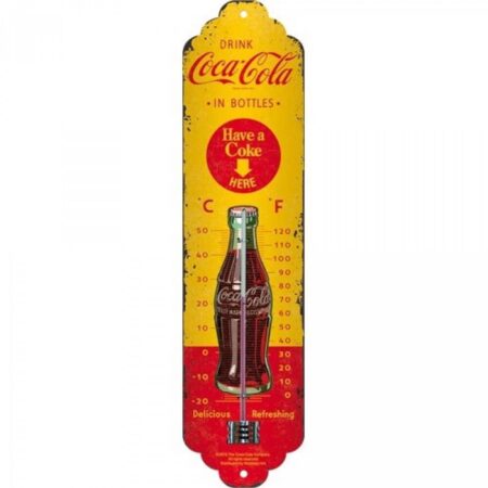 Thermometer metaal Coca Cola Yellow Bottles | Nostalgic Art