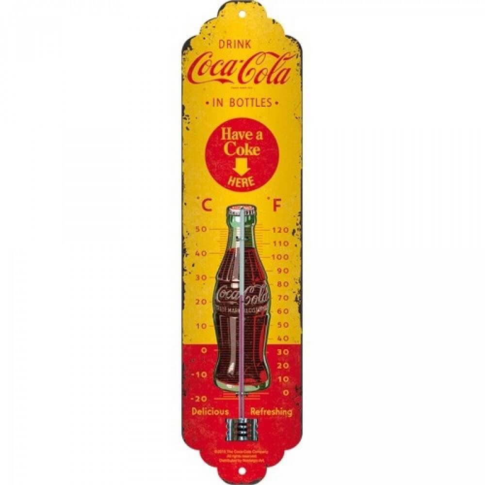 Thermometer metaal Coca Cola Yellow Bottles | Nostalgic Art