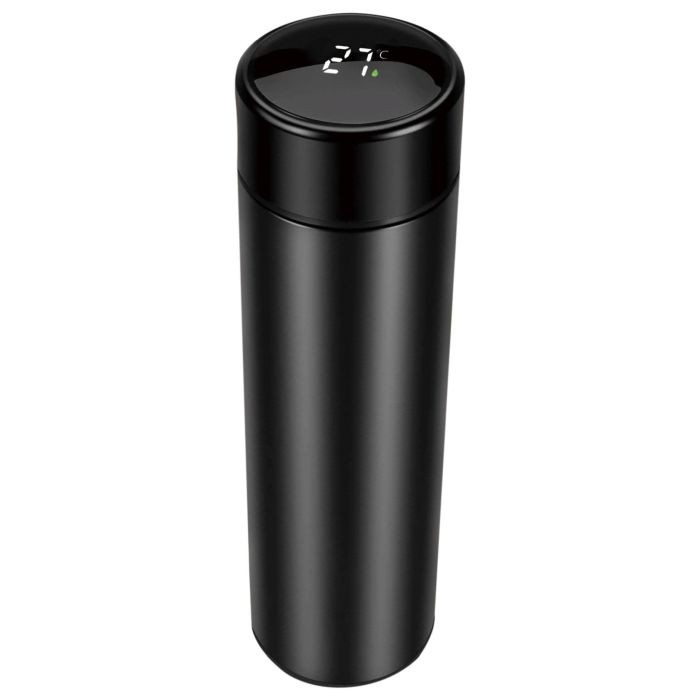 Thermosfles Rvs Zwart 450 Ml Met Thermometer En Theefilter |