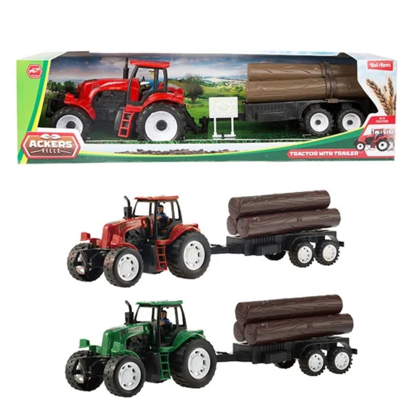 Toi Toys Tractor met aanhanger 44cm | Toi-Toys