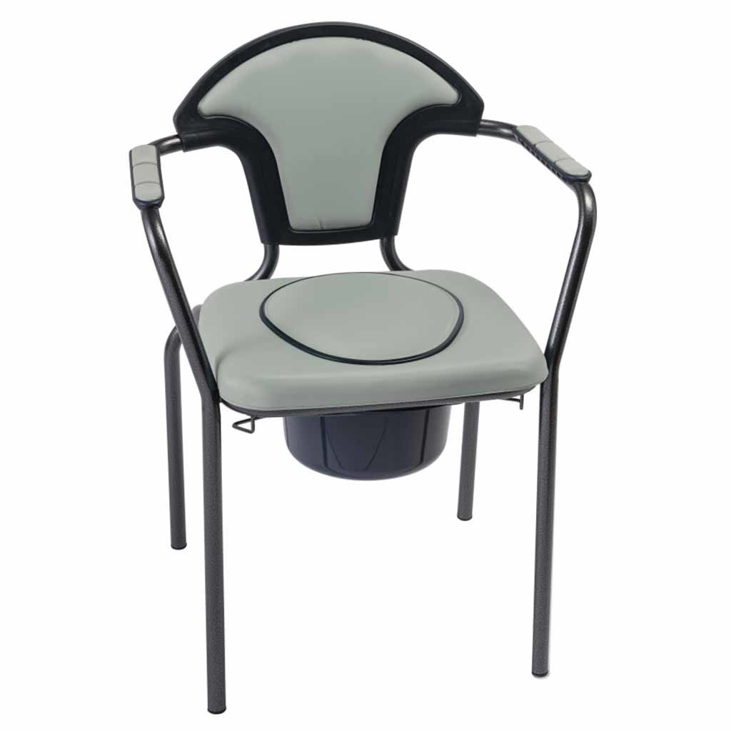 Toiletstoel Grijs | Zithoogte 48 cm | Zachte zitting | WC stoel | Po-stoel | PR50543-S | ThuiszorgwinkelXL