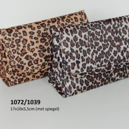 Toilettas met spiegel panter 17x10x5