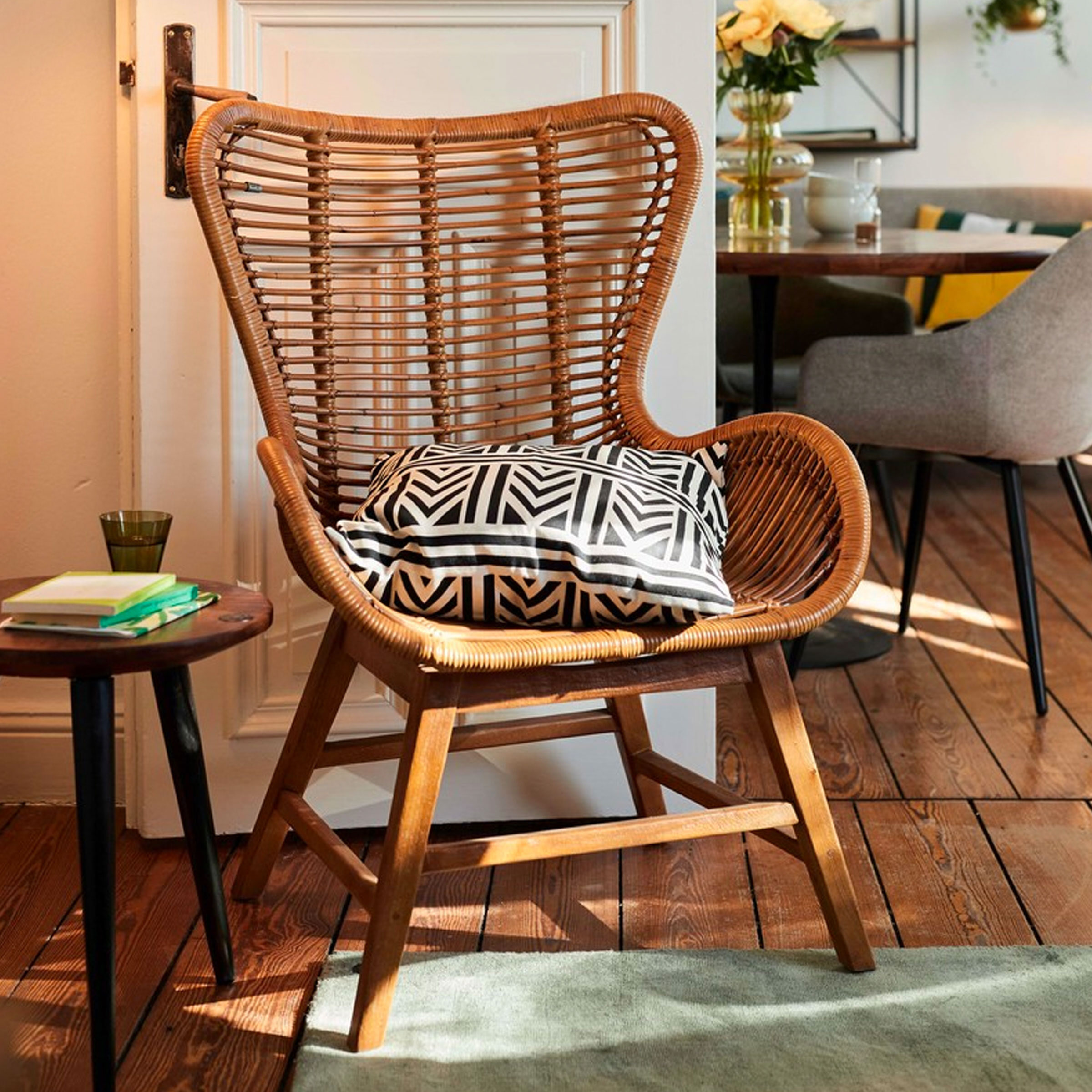 Tom Tailor Fauteuil Abdel Teakhout en rotan - Bruin | Tom Tailor