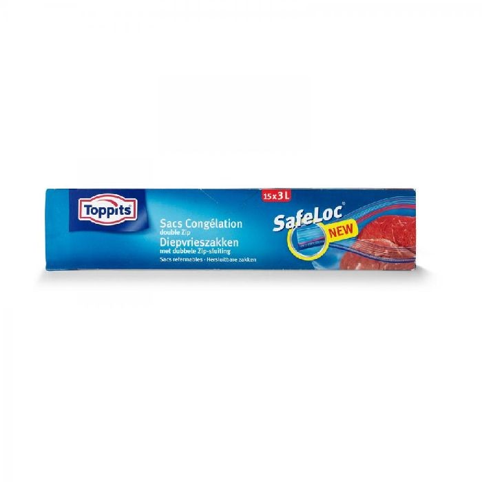 Toppits Safeloc Zip-Diepvrieszakken 3 Liter 15 Stuks | Toppits