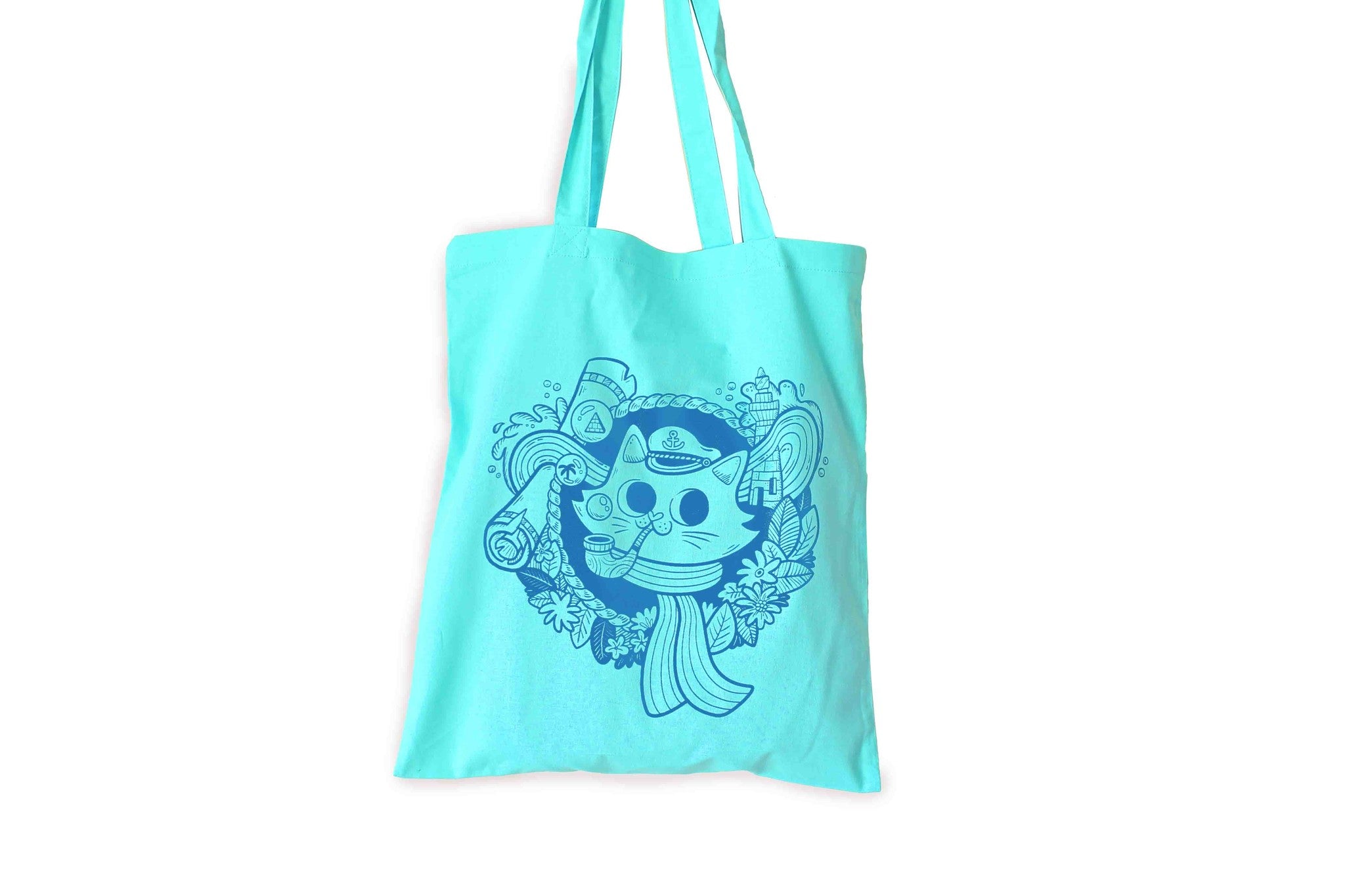 Totebag - Sailor Cat mintgroen | We Are Extinct