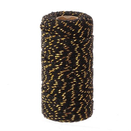 Touw katoen op klos 100m zwart/goud | HBX natural living
