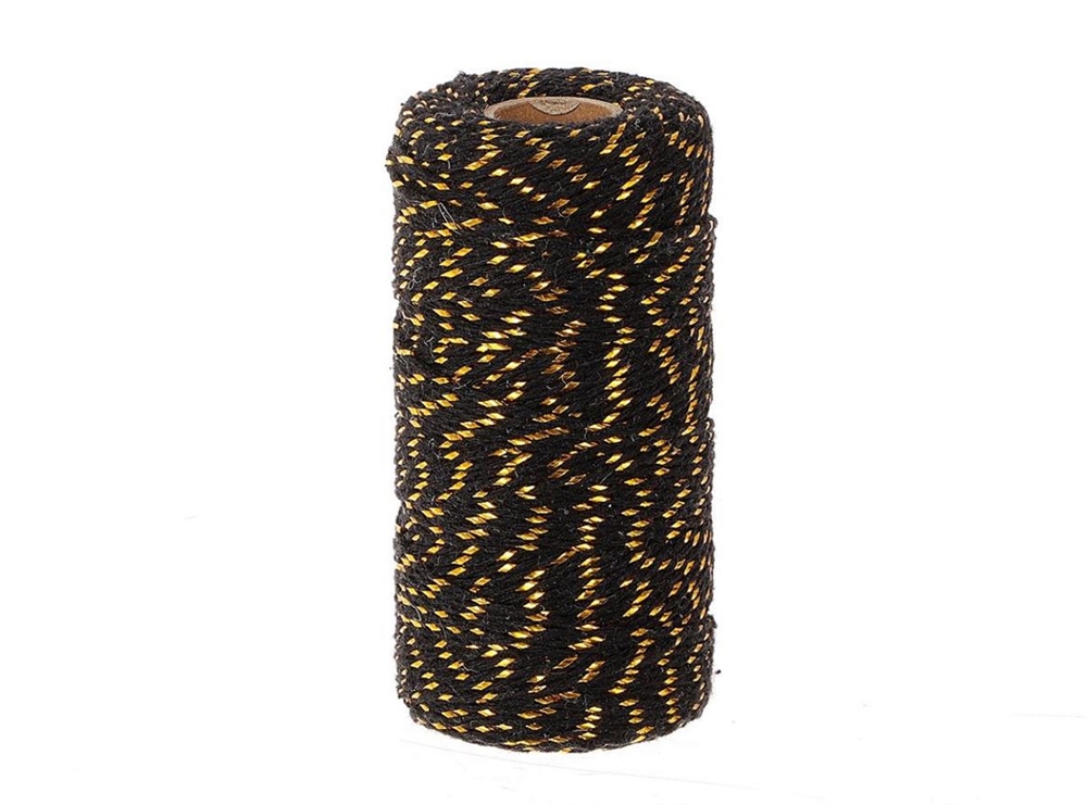 Touw katoen op klos 100m zwart/goud | HBX natural living