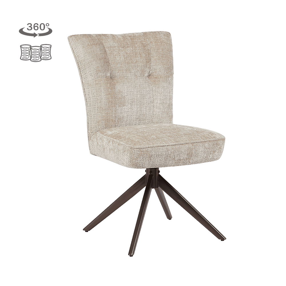 Tower Living Draaibare Eetkamerstoel Bardi Geweven stof - Beige/Bruin | Tower Living