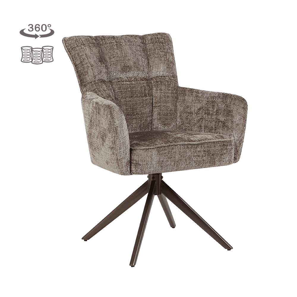 Tower Living Draaibare Eetkamerstoel Bardi Geweven stof - Clay/Bruin | Tower Living